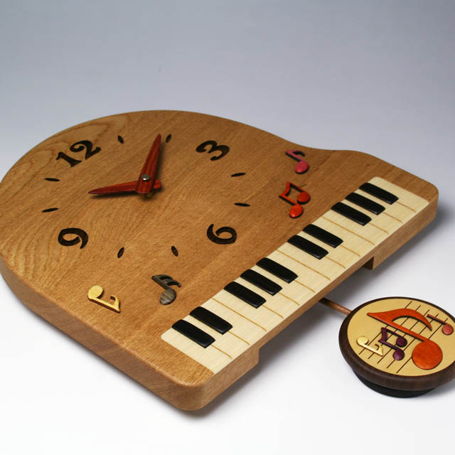 寄木象嵌 グランドピアノ振り子時計